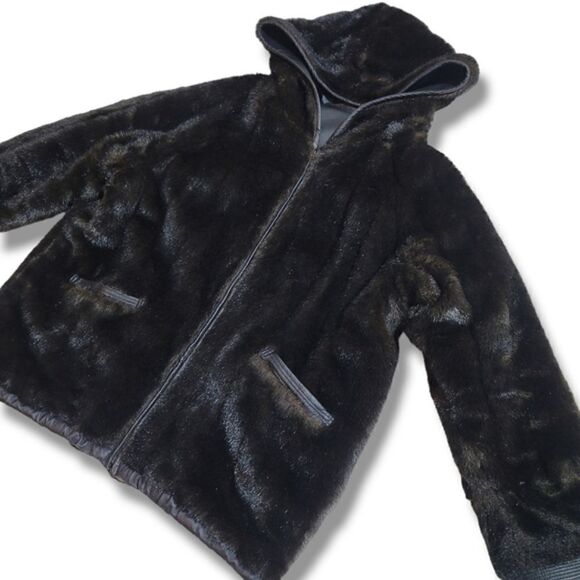 Donna Pelle RARE Vintage FULLY Reversable Leather & Faux Fur Coat - Picture 5 of 6